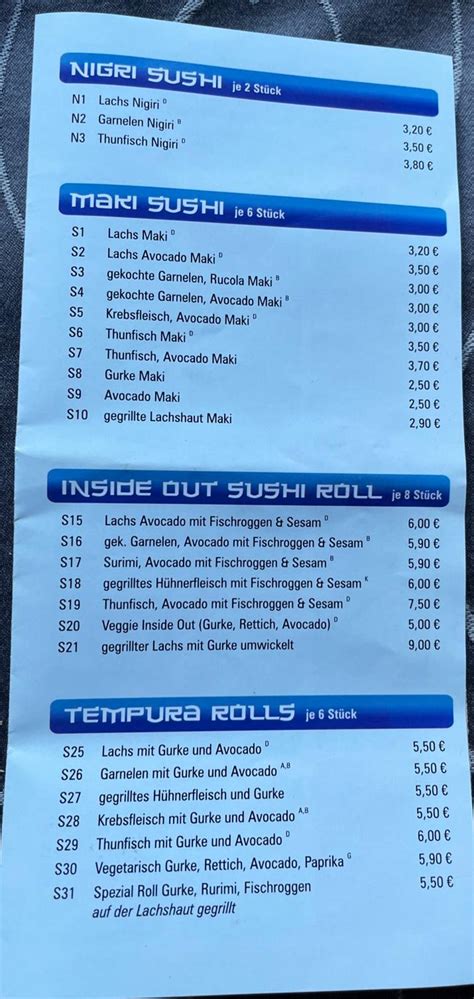 Menu au Hanh Asiafood Sushibar, Spremberg .